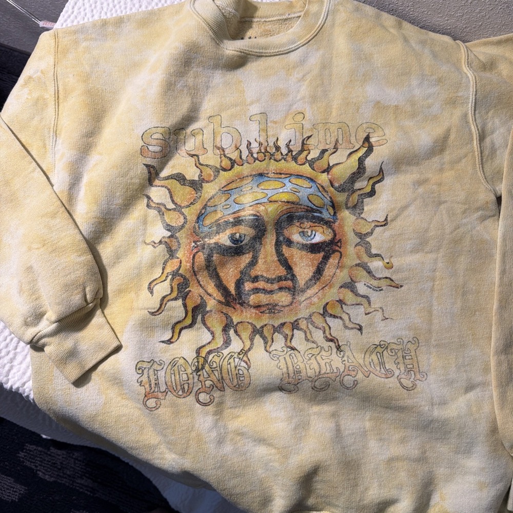 Sublime Long Beach Vtg Y2K Tie Dye Yellow Sweatshirt Crewneck Size Small Vintage